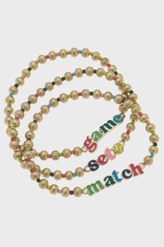 Canvas Style Game Set Match Rainbow Ball Bead Stretch Bracelet