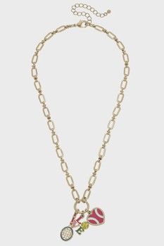 Canvas Style Billie Linked Tennis Charm Necklace