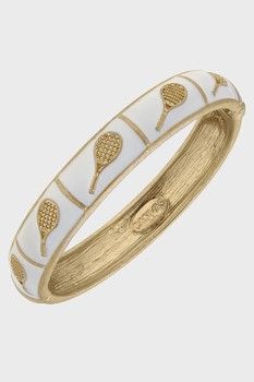 Canvas Style Elena Tennis Sculpted Enamel Hinge Bracelet White