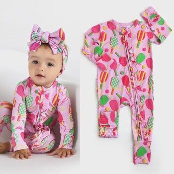 Gigi &amp; Max Poppy Pickleball Ruffle Zip Bamboo Sports Sleepies