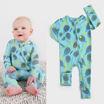 Gigi &amp; Max Roger Blue Tennis Zimp Bamboo Sleepies Little Sports Outfit