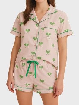 Runway Athletics Tennis Forever PJ Satin Short Set