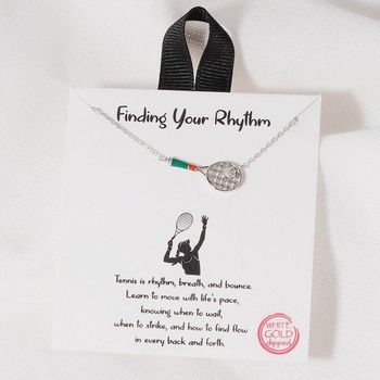 Finding Your Rhythm CZ Accent Tennis Racket Necklace