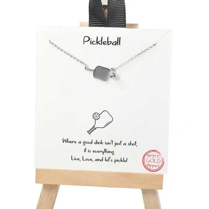 Pickleball Paddle Necklace, Color: Silver
