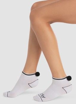 Lucky In Love Pom Low Socks White