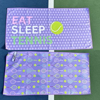 Born to Rally Tennis Towel - Eat Sleep Double-Sided Microfiber Athletic