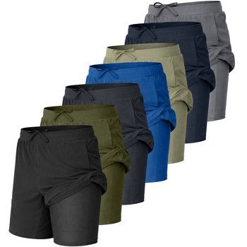 Galaxy By Harvic Men's 2 In 1 Stretch Quick Dry Gym Running Shorts W Liner