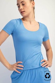 Rae Mode Women's Recycled Butter Round Neck Short Sleeve Top