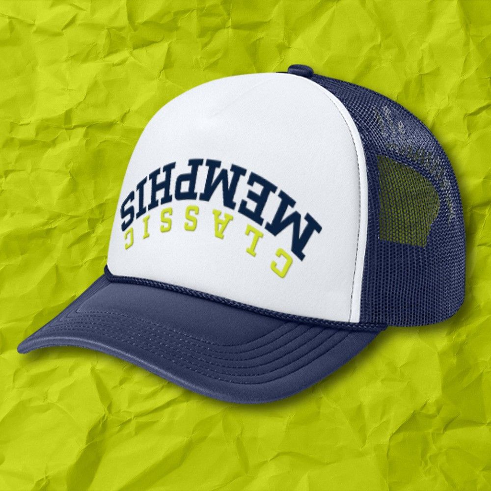 Memphis Classic Upside Down Trucker, Color: Navy