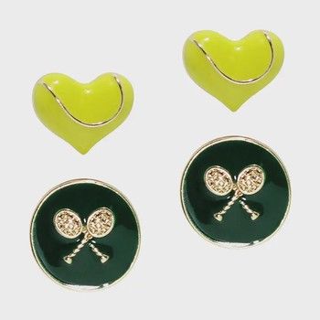 Tennis Enamel Stud Earring Set