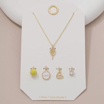 Assorted Five Piece Tennis Love Charms Necklace
