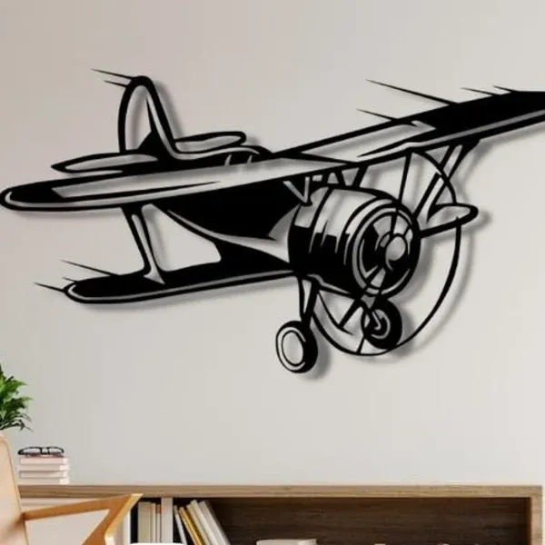 Metal Wall Art Flying Plane