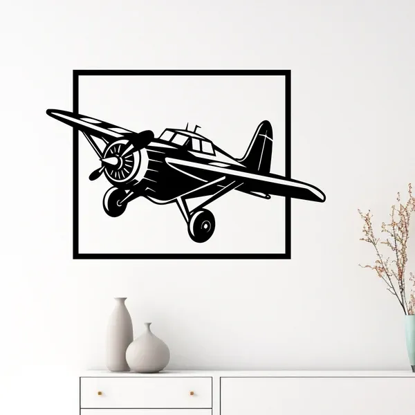Metal Wall Art Plane In Frame