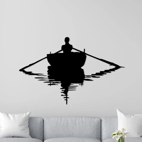 Metal Wall Art Boat On Lake
