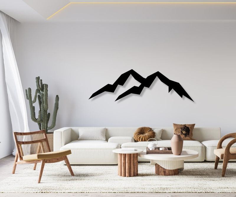 Metal Wall Art Mountains Wide  Lines