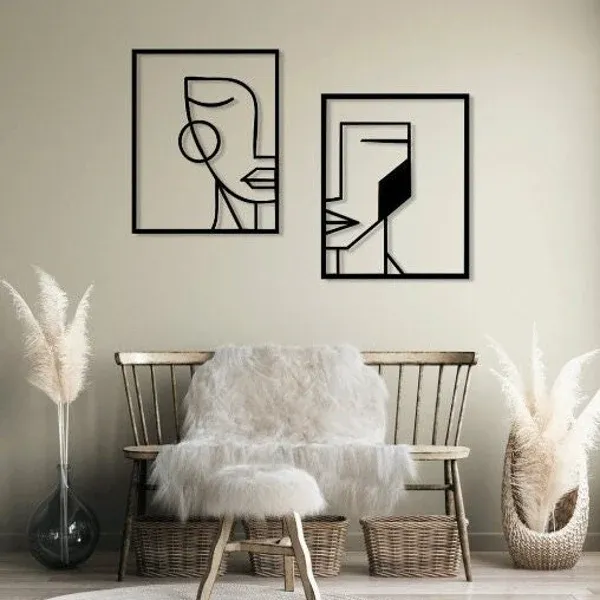 Metal Wall Art Geometric Face