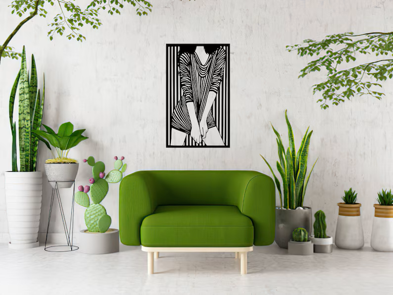 Metal Wall Art Woman In Dress