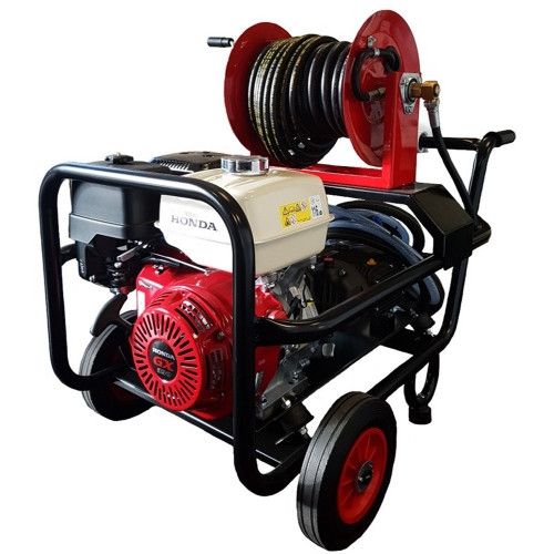 Industrial Pressure Washer - Honda GX390 21 LPM Comet Pump Trolley Frame + 30M Reel