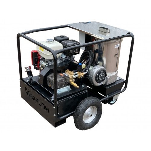 Industrial Petrol Hot Pressure Washer - Honda GX390 21 LPM Trolley Frame + 30M Reel (Electric Start)