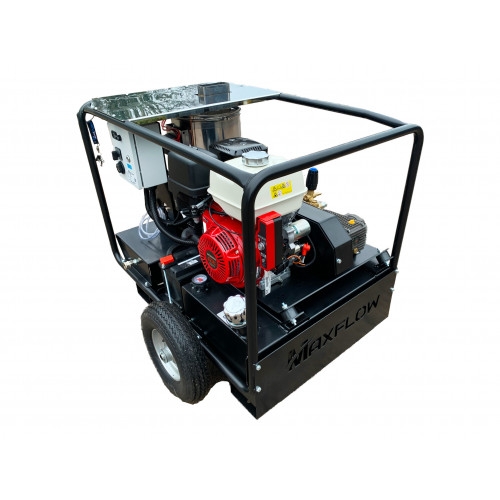 Industrial Petrol Hot Pressure Washer - Honda GX390 21 LPM Trolley Frame + 30M Reel (Electric Start)
