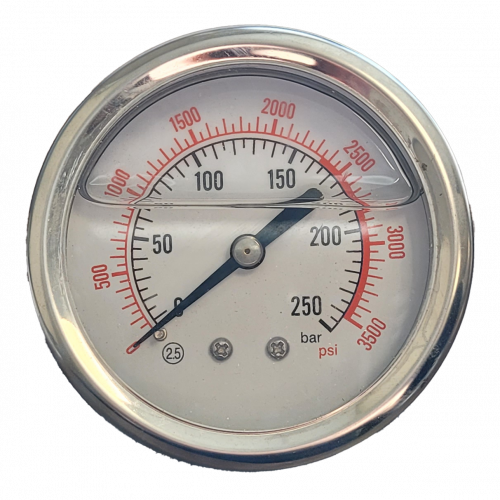 1/4" Back Fed Pressure Gauge 63mm 250 Bar