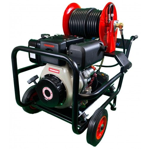 Maxflow Industrial Pressure Washer - Yanmar L100-V Interpump 21 LPM Trolley Frame + 30M Reel