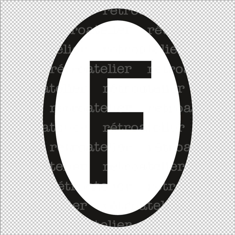 Autoaufkleber Länderkennzeichen F - historischer Look 48x70mm oval