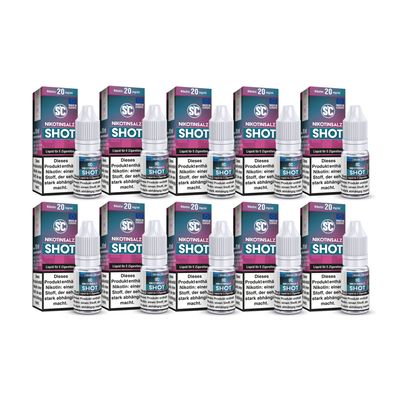 SC Nikotinsalz Shot 10er Pack 20 mg/ml – 10 × 10 ml SC Nikotinsalz Shot 10er Pack 20 mg/ml – 10 × 10 ml