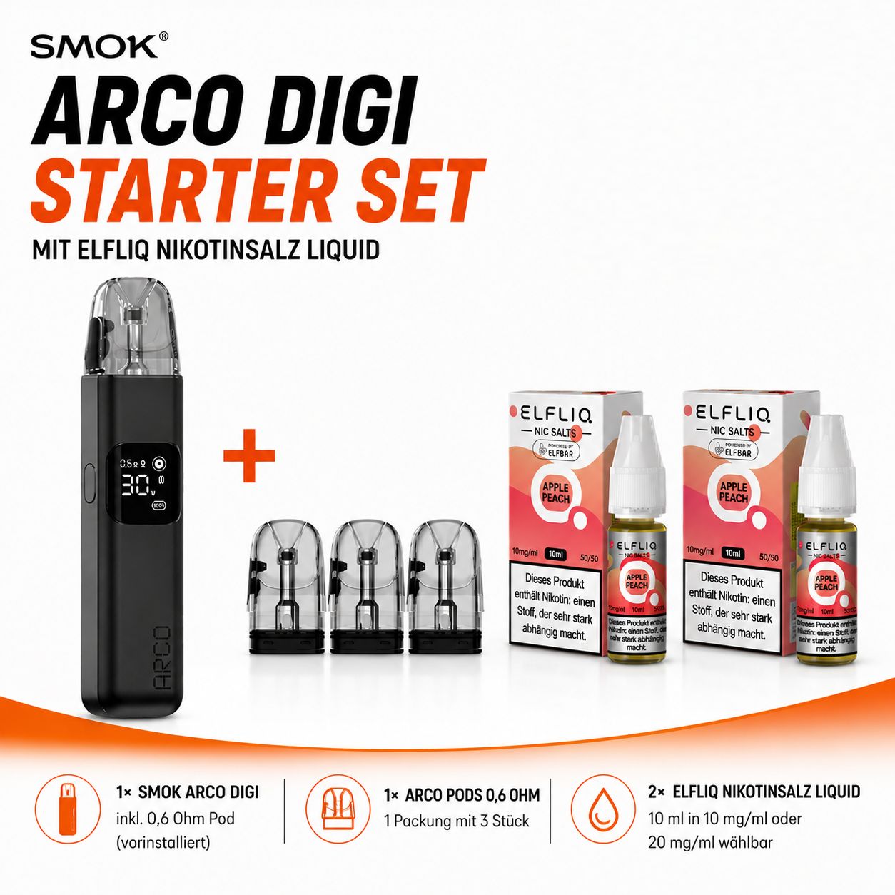 SMOK ARCO DIGI STARTER SET MIT ELFLIQ NIKOTINSALZ LIQUID