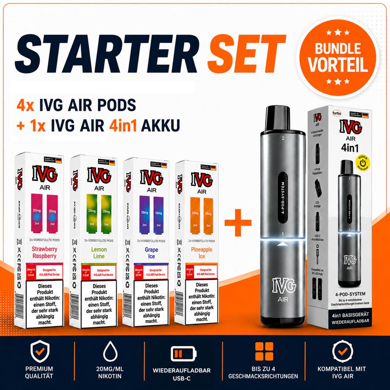 IVG AIR 4IN1 BUNDLE | AKKU + 8 PODS