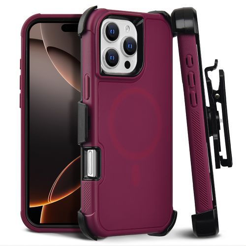 Apple iPhone 16 Pro Max (6.9) - Black PC Hard Cover with Soft Burgundy TPU Bumper Compatible with MagSafe Charger in Premium Box Packaging - Sleek Protection and Style Apple iPhone 16 Pro Max (6.9) - Black PC Hard Cover with Soft Burgundy TPU Bumper Compatible with MagSafe Charger in Premium Box Packaging - Sleek Protection and Style