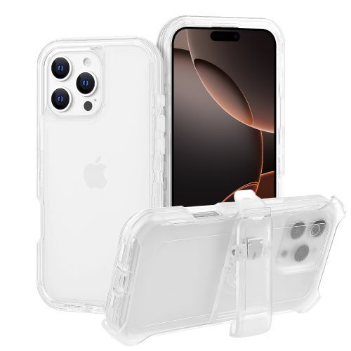 Apple iPhone 16 Pro Max (6.9) - Tough Pro Case with Holster Clip - Clear - Ultimate Protection and Convenience