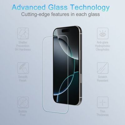 Apple iPhone 16 Pro (6.3) - Tempered Glass Screen Protector - Processed Glass Reinforced to increase Shock Absorbency