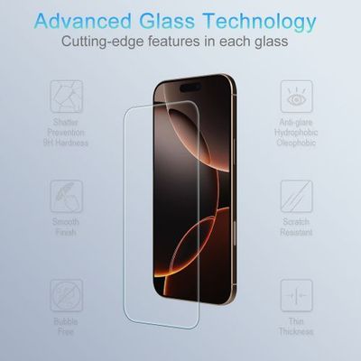 Apple iPhone 16 Pro Max (6.9) Tempered Glass Screen Protector - Reinforced Processed Glass for Enhanced Shock Absorbency