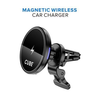 Black Fast Magnetic Wireless MagSafe Car Charger - Quick & Convenient Charging for Your iPhone