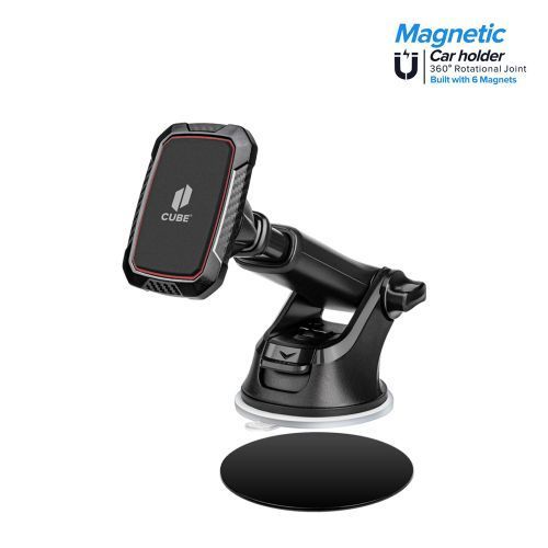 Black Universal Strong Magnetic 360 Stereo Rotation Dashboard and Windshield Car Mount Holder - Secure and Adjustable Hands-Free Solution