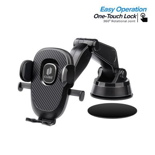 Black Universal One Touch Lock Dashboard and Windshield Car Mount Holder