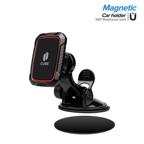 Black Universal One Touch Lock Strong Magnetic 360 Rotation Dashboard Car Mount Holder - Secure and Adjustable Hands-Free Solution