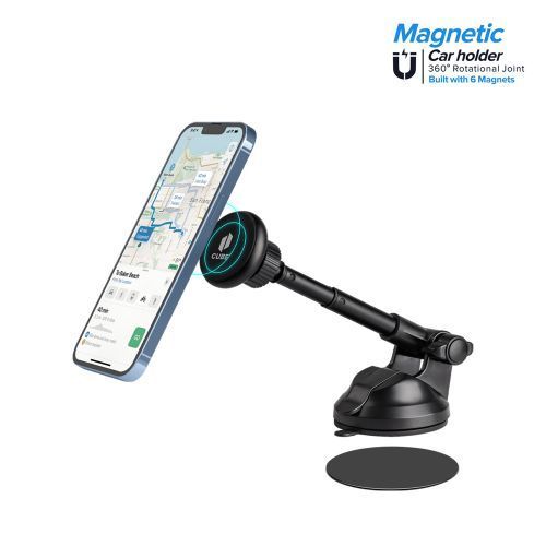 Black Universal Retractable Magnetic Car Holder - Compact, Secure, and Convenient Hands-Free Mount