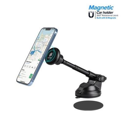 Black Universal Retractable Magnetic Car Holder - Compact, Secure, and Convenient Hands-Free Mount