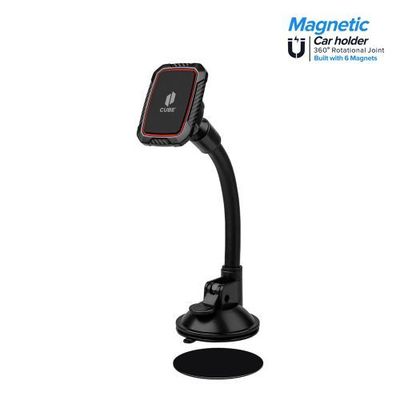 Black Universal Strong Magnetic Flexible Windshield Car Mount Holder - Secure, Adjustable, and Hands-Free Solution