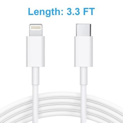White 3.3ft Type C to iPhone Round Rapid Cable in Premium Packaging