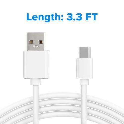 White 3.3ft Type C to USB Round Rapid Cable in Premium Packaging