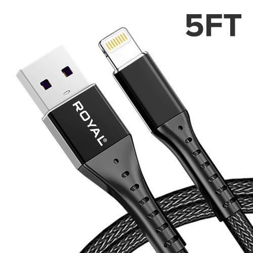5ft iPhone to USB Fast Charging Nylon Braided Premium Cable - Available in Black, White, Gray, and Red