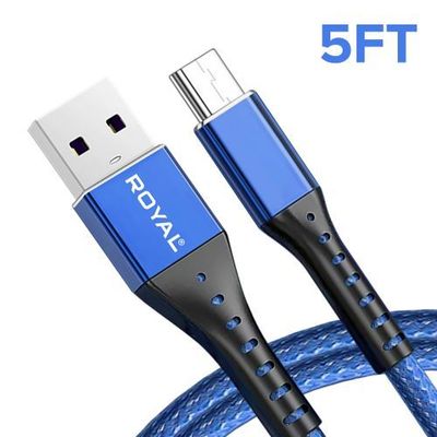 5ft Type C to USB Fast Charging Nylon Braided Premium Cable - Available in Blue, Red, Gray, Black, and White