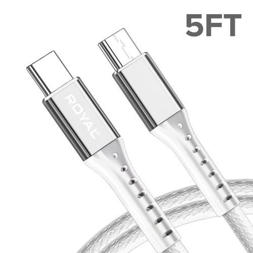 5ft Type C to Type C Fast Charging Nylon Braided Premium Cable - Available in White, Black, Red, Blue, and Gray