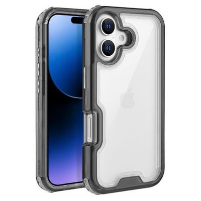 Apple iPhone 16 (6.1) - Three-Piece Hybrid Clear, Black, or Pink Case for Ultimate Protection and Style