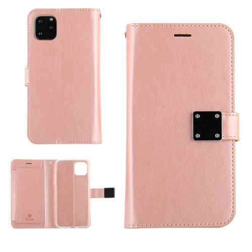 Apple iPhone 11 Pro Max Rose Gold Synthetic Leather Wallet Case with Credit Card Holder – Premium Protection and Style