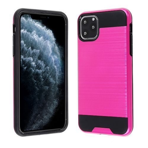Apple iPhone 11 Pro Max Hot Pink Metallic Cover with Black TPU Skin – Stylish Protection and Shock Absorption