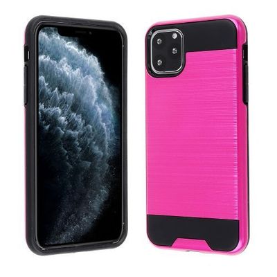 Apple iPhone 11 Pro Max Hot Pink Metallic Cover with Black TPU Skin – Stylish Protection and Shock Absorption